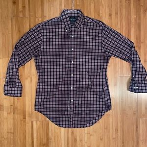Lauren Ralph Lauren Plaid Dress Shirt Black/Red/Gray Classic Fit.Neck 15.5 32/33